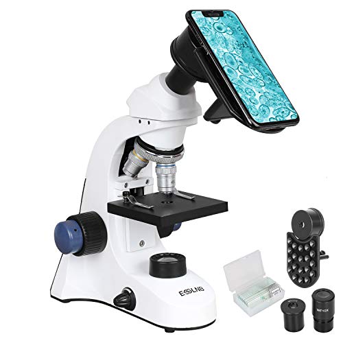ESSLNB Microscopio Biologico 40X-1000X Microscopio per Bambini Studenti  Adulti con Acromatico Obiettivo Ottico LED Abbe Condensatore Vetrini e  Adattatore Telefonico