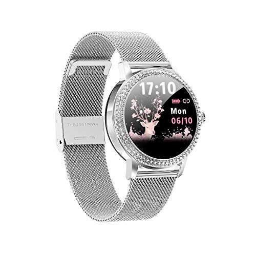 Aliwisdom Smartwatch per donna bambini, 1,08'' rotondo Smartwatch Fitness  Tracker Impermeabil orologio fitness Cinturino in metallo per iphone  Android, con Promemoria intelligente (argento 1)